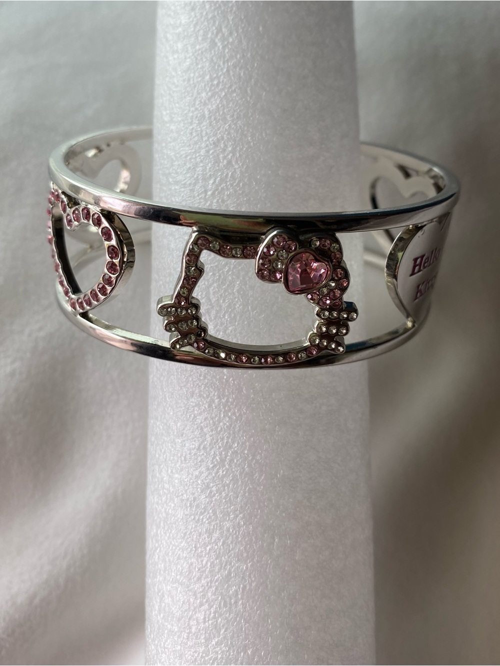 Vintage Y2k 2007 Official Sanrio Hello Kitty Rhinestone Cuff Bracelet